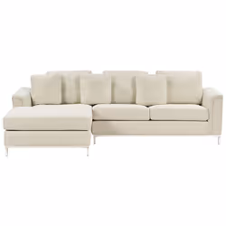 Corner Sofa OSLO Fabric Light Beige 4 Seater Right Hand