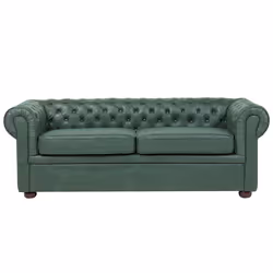Sofa CHESTERFIELD Faux Leather Green 3 Seater