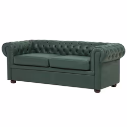 Sofa CHESTERFIELD Faux Leather Green 3 Seater