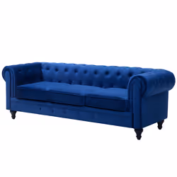 Sofa CHESTERFIELD Velvet Navy Blue 3 Seater