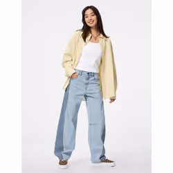Gu By Uniqlo 2 Tone Barrel Leg Jeans+ec  Length 81.0 Cm - 66 BLUE/S