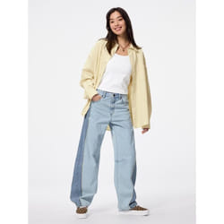 Gu By Uniqlo 2 Tone Barrel Leg Jeans+ec  Length 81.0 Cm - 66 BLUE/L