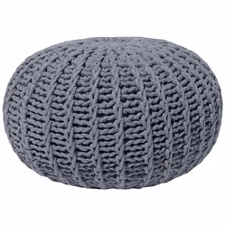 Pouffe CONRAD Cotton Dark Grey 50 cm 50 cm 35 cm