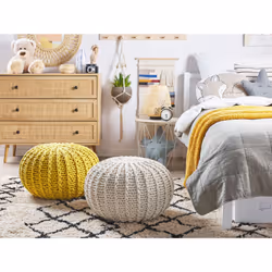 Pouffe CONRAD Cotton Beige 50 cm 50 cm 35 cm