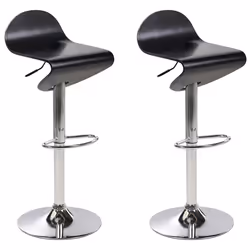 Set of 2 Bar Chairs LIVERPOOL Swivel Black
