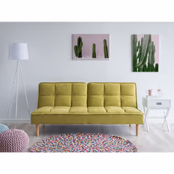Sofa Bed SILJAN Fabric Olive Green 3 Seater