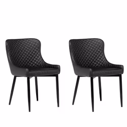 Set of 2 Dining Chairs SOLANO Faux Leather Black