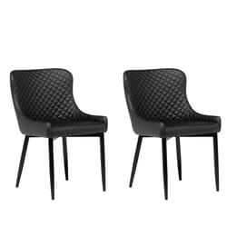 Set of 2 Dining Chairs SOLANO Faux Leather Black