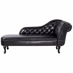 Right Hand Chaise Lounge NIMES Faux Leather Black