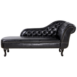 Right Hand Chaise Lounge NIMES Faux Leather Black