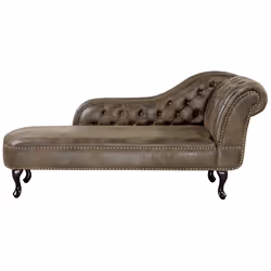 Right Hand Chaise Lounge NIMES Faux Suede Brown