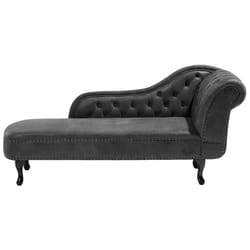 Right Hand Chaise Lounge NIMES Faux Suede Dark Grey