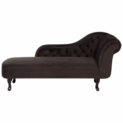Right Hand Chaise Lounge NIMES Velvet Dark Brown