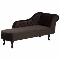 Right Hand Chaise Lounge NIMES Velvet Dark Brown