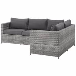Garden Corner Sofa with Table 4 Seater AVOLA Left Hand PE Rattan Grey - Additional view 4