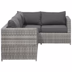 Garden Corner Sofa with Table 4 Seater AVOLA Left Hand PE Rattan Grey - Additional view 5