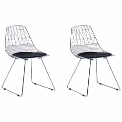 Set of 2 Dining Chairs HARLAN Metal Silver