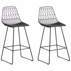 Set of 2 Bar Chairs PRESTON Metal Black