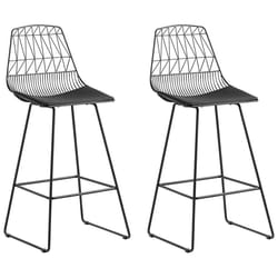 Set of 2 Bar Chairs PRESTON Metal Black