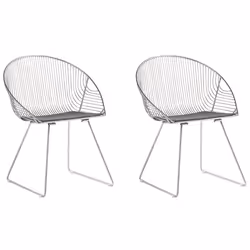 Set of 2 Dining Chairs AURORA Metal Silver