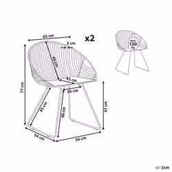 Set of 2 Dining Chairs AURORA Metal Silver