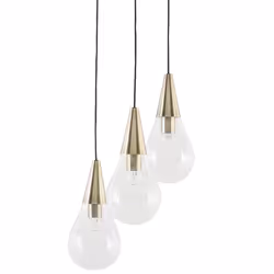 3 Light Glass Pendant Lamp Brass VESLE