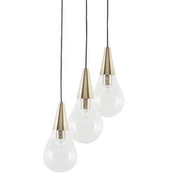 3 Light Glass Pendant Lamp Brass VESLE