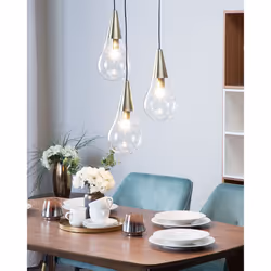 3 Light Glass Pendant Lamp Brass VESLE