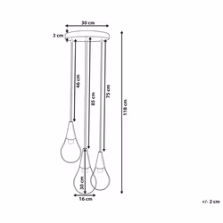 3 Light Glass Pendant Lamp Brass VESLE