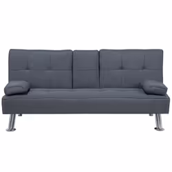 Sofa Bed ROXEN Fabric Dark Grey 3 Seater