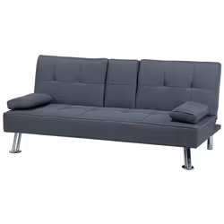 Sofa Bed ROXEN Fabric Dark Grey 3 Seater