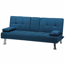 Sofa Bed ROXEN Fabric Blue 3 Seater