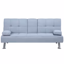 Sofa Bed ROXEN Fabric Light Grey 3 Seater