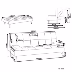 Sofa Bed ROXEN Fabric Light Grey 3 Seater