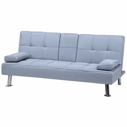 Sofa Bed ROXEN Fabric Light Grey 3 Seater