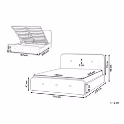 Ottoman Bed Fabric RENNES 140 x 200 cm (EU Double) Beige