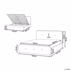 Ottoman Bed Fabric RENNES 140 x 200 cm (EU Double) Dark Grey