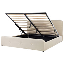 Ottoman Bed Faux Linen RENNES 180 x 200 cm (EU Super King) Beige