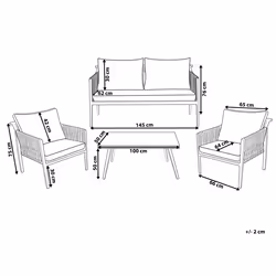 Garden Lounge Set with Table 4 Seater LATINA Metal Grey
