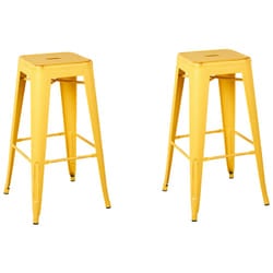 Set of 2 Bar Stools CABRILLO Metal Yellow