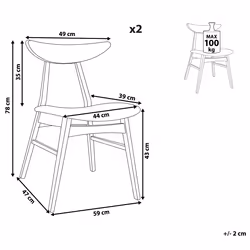 Set of 2 Dining Chairs LYNN Wood Dark Grey