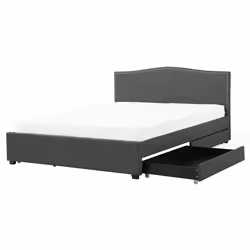 Bed with Storage Drawers Fabric MONTPELLIER 160 x 200 cm (EU King Size) Dark Grey