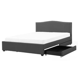 Bed with Storage Drawers Fabric MONTPELLIER 160 x 200 cm (EU King Size) Dark Grey