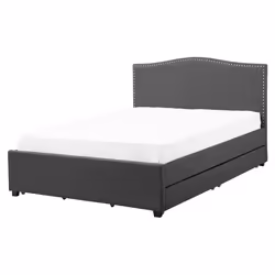 Bed with Storage Drawers Fabric MONTPELLIER 160 x 200 cm (EU King Size) Dark Grey