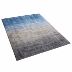 Viscose Rug 140 x 200 cm Grey and Blue ERCIS