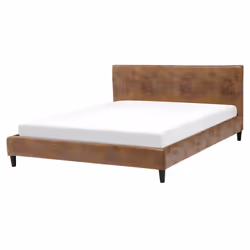 Bed Faux Leather FITOU 160 x 200 cm (EU King Size) Brown