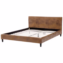 Bed Faux Leather FITOU 160 x 200 cm (EU King Size) Brown