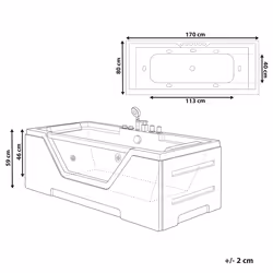 Corner Hot Tub with LED GRENADA 1700 x 800 mm White