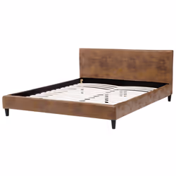 Bed Faux Leather FITOU 180 x 200 cm (EU Super King) Brown