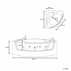 Corner Hot Tub with LED MARINA 1900 x 1350 mm White